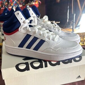 Adidas White and Blue Sneakers Hoops 3.0 MID K